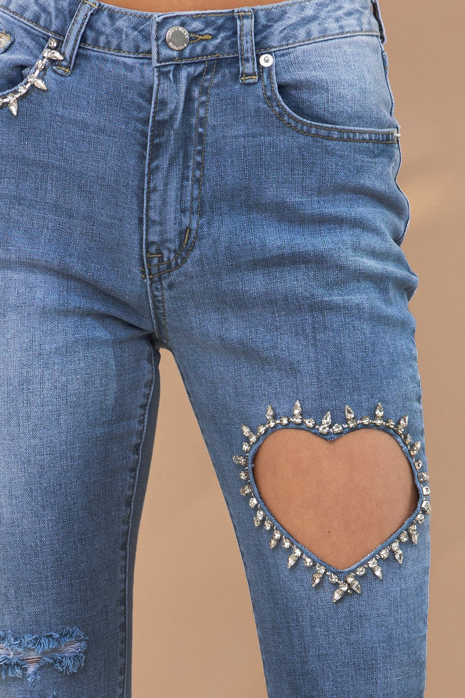 Cut Out Denim Jeans