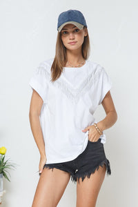 Tee With Chevron Fringe Bead Detail