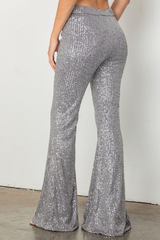 Premium Velvet Sequin Flare Pants