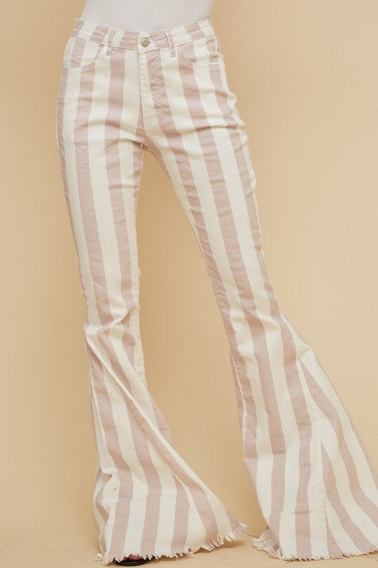 Boho Stripped Denim Flares