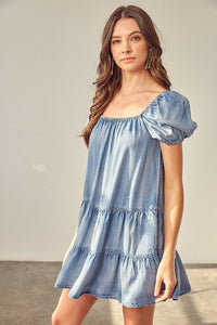 Square Neck Denim Dress