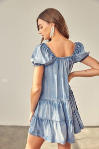 Square Neck Denim Dress