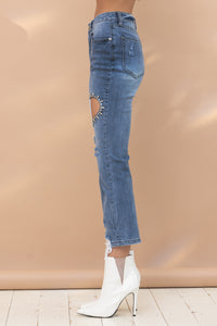 Cut Out Denim Jeans