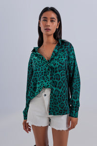 Long Sleeve Long Shirt In Animal Print